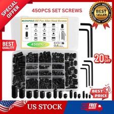 450 Pcs Set Screw Assortment Kit, Allen Head Hex Socket Grub Head Screw Set-USA.