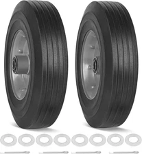 10" X 2.5" Flat Free Solid Rubber Tires 10 Inch Hand Truck Solid Wheels  with 5/