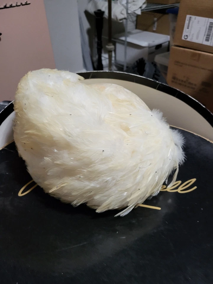 Rare Vintage Jack McConnell White Feathers w Jewels Hat - Image 2 of 4