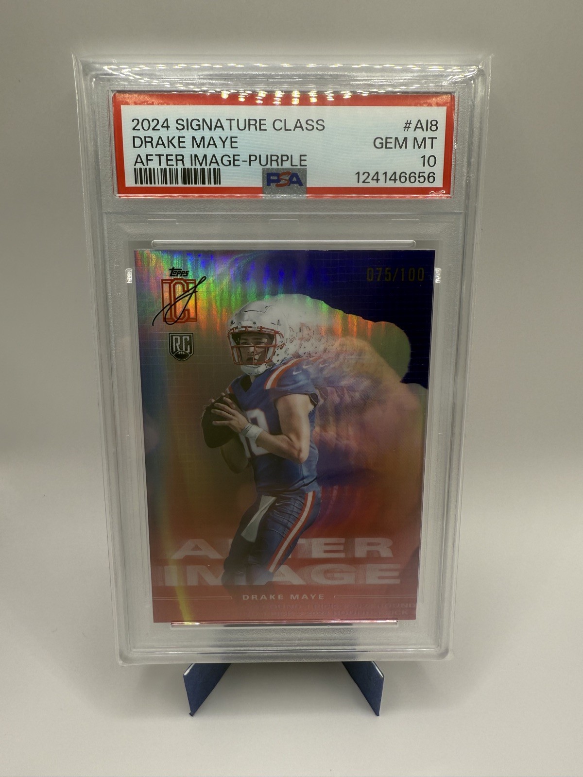 Drake Maye Topps Signature Class After Image #AI8 Purple