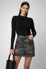 ATM Jungle Camo Print Mini Skirt Sz 10 Cotton Twill Raw Hem Utility Cargo