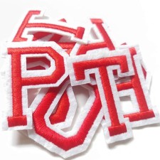 Iron On Letter Patches 52 Pieces Red Alphabet A-Z for Hats Shirts Jeans Bag