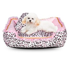 Dog Bed for Small Dogs - Cute Pink Leopard Dog Bed,Cat Beds for Indoor Cats W...