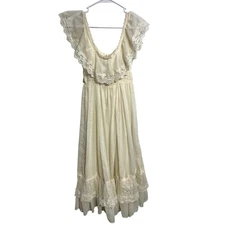 Vintage Cream 70's Gunne Sax Prairie Dress Midi Boho Cottagecore Bride Size 5