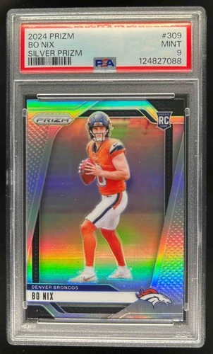 2024 Prizm Bo Nix RC Silver Rookie #309 Broncos PSA 9