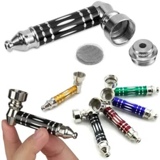 3 1/2" Metal Smoking Pipe w/Lid Tobacco Pipe Metal Hand Pipe Mini Metal Pipe US