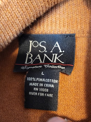 Maglione Jos A Bank 1/4 Zip Collo Maglia Uomo Tg L Arancione Pima Cotone Preppy Lavoro - Foto 2 di 8