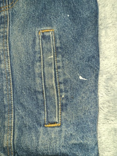 Distressed Wrangler Rugged Wear Flannel-Lined Western Trucker Denim Jacket Large - Picture 8 of 12