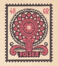 POLAND 1959 Cp#162 mint Postcard. Stylized folk cutout.