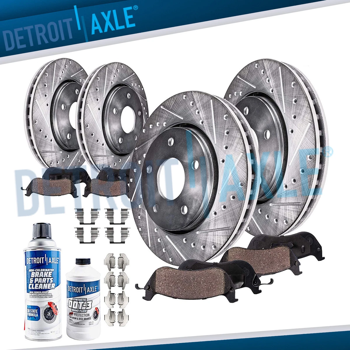 Front Rear Drilled Rotors Brake Pads for 2014 2015 2016 2017