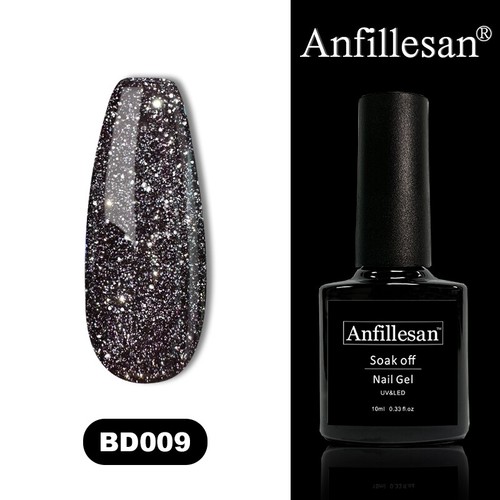 Reflective Glitter Gel Nail Varnish Anfillesan UV LED Base Coat Gel Sparkle UK - Picture 35 of 48