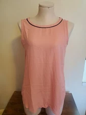 LOFT pink flowy tank with navy pinstripe detail, womens XS