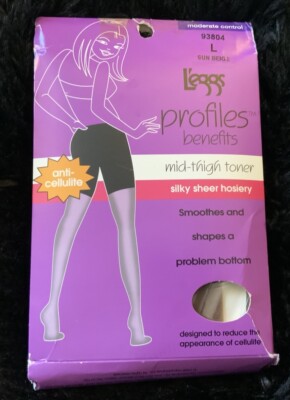 L eggs L Anti Cellulite Mid Thigh Toner Sun Beige Silky Sheer Pantyhose