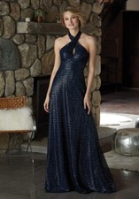 Mori Lee Stylish Caviar Mesh Bridesmaid Dress with Criss Cross Neckline