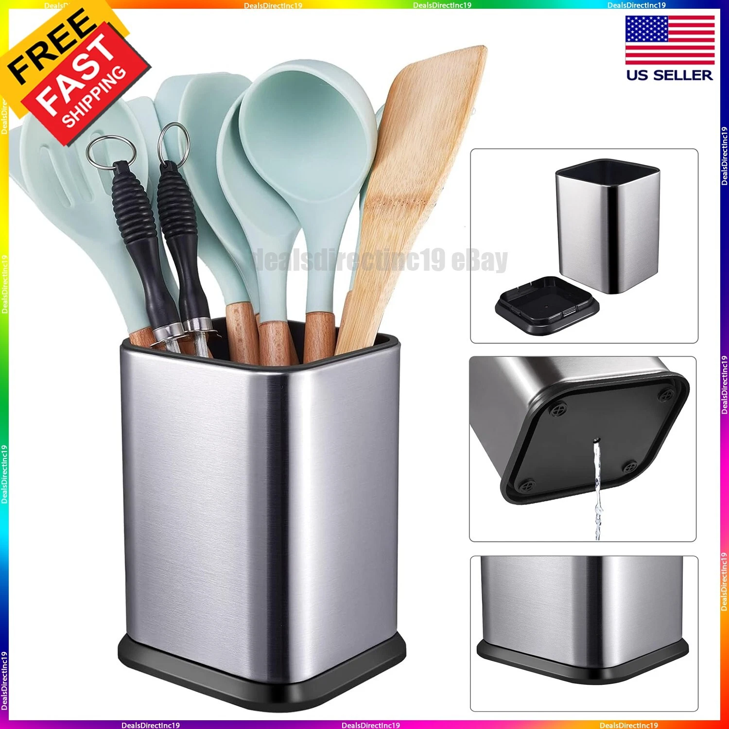 Stainless Steel Utensil Holder for Kitchen Counter top Organizer Caddy Large NEW