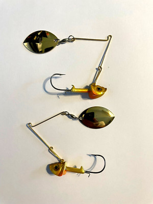 2 Golden Eye Spinnerbaits, 1/2oz Mimic Jigheads, #4 Olympic Gold Blade  4/0 Hook