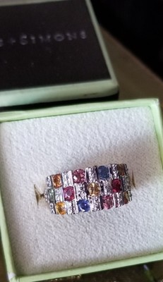 Ross Simons Ring Sterlingsilber Multi Saphir rosa blau grün orange breiter Bandring