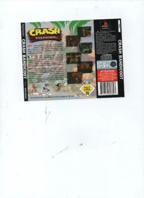 Rare !!! JAQUETTE ARRIERE DU JEU CRASH BANDICOOT : Playstation 1. OFFICELLE - Photo 1/2