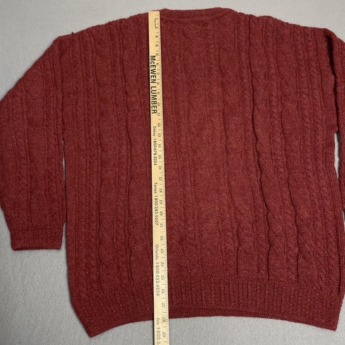Paul Stuart Sweater Mens XL Maroon Red Alpaca Cable Knit Pullover Crew Neck - Picture 10 of 13