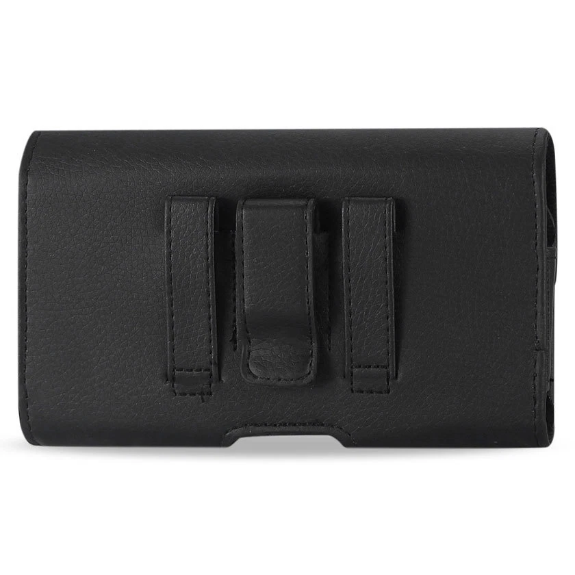 Reiko Black Belt Clip Holster Full Leather Cellphone Pouch Fits Large Phones - Image 4 of 4