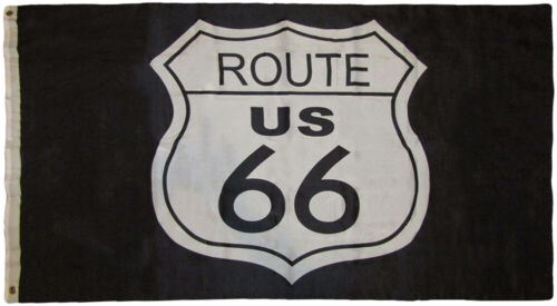 3x5 Route 66 negro blanco 3'x5' calidad premium resistencia 75D bandera de poliuretano (RUF) - Imagen 1 de 4