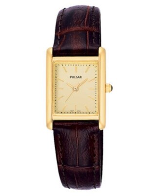 NEW* Pulsar Womens PTC386 Quartz Brown Leather Band  wrist watch MSRP $100!