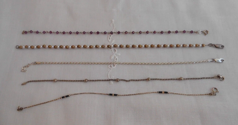 lotto 5 Cavigliera in Argento 925 usate - Immagine 4 di 4