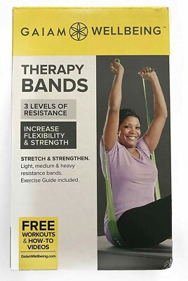  GAIAM Wellbeing Therapy Bands 3 Resistance Levels with Guide & 3 Bonus Workouts