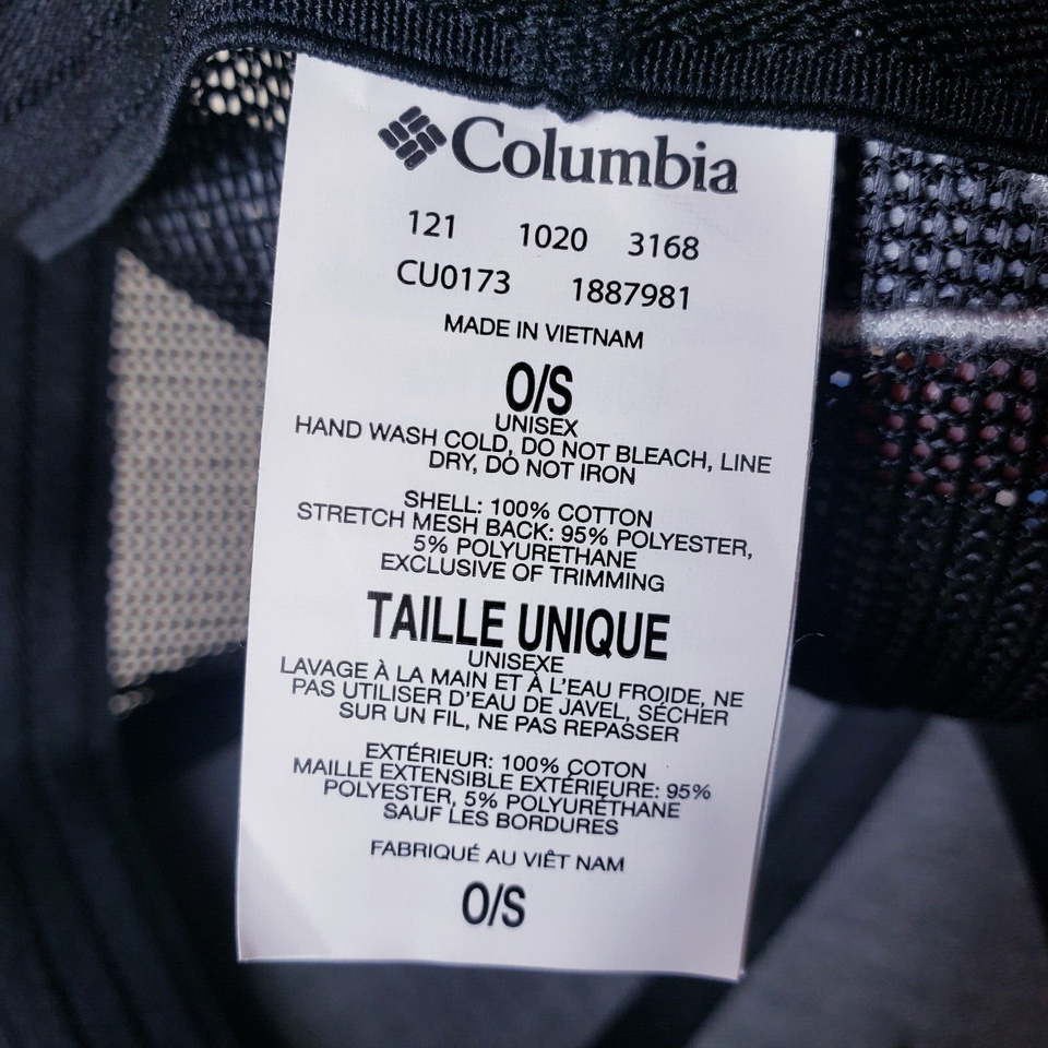 Columbia PFG Fish Flag Hat Size XL /XXL Black Baseball Cap NEW Black