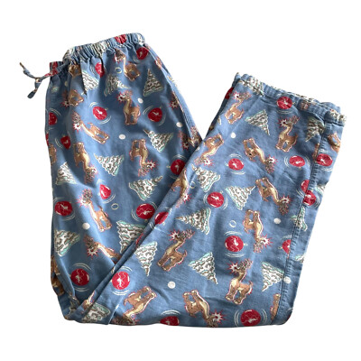 PJ Salvage Rudolph the Red Nosed Reindeer Pajama Pants L Blue Flannel ...