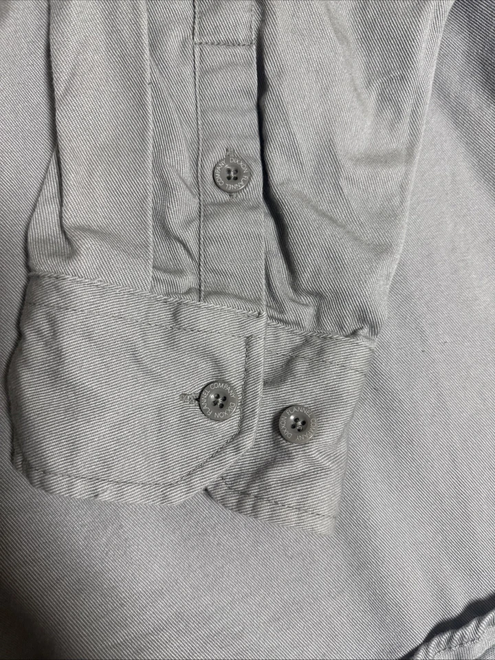 Camisa FR resistente al fuego Dixxon para hombre gris manga larga abotonada franela de trabajo 3X Foto 4 de 4