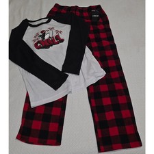 Hurley Boys pajamas pj's buffalo plaid shark chill new boys 14