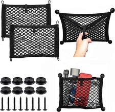 Universal 2 Pack Elastic Small Cargo Net Pocket Organizer Pouch Bag 14.3 x 9.5"