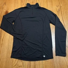 REI Co-Op 1/4 Zip Base Layer Tech Shirt Mens Small Long Sleeve Black Midweight