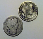 Lot of Two Barber Half Dollar Coins 90% Silver, 1901 and 1903