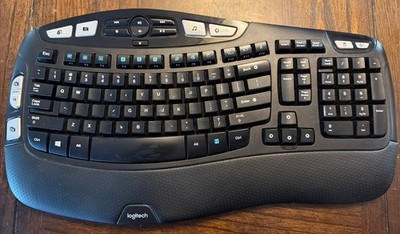 Logitech K350 Wave Wireless Ergonomic Keyboard Full Size No Dongle