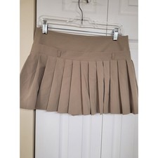 Zara Pleated Y2K Micro Mini Skort Khaki High Waisted Side Zip Shorts Size Small