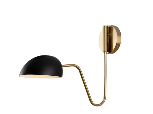 SATCO Trilby 7.375in 1-Light Matte Black Brass Wall Sconce Metal Shade - Picture 2 of 6
