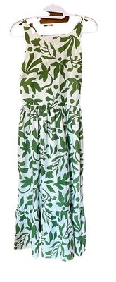 Time and Tru Maxi Dress Women's Size M Sleeveless Tie Back Green Floral Pockets