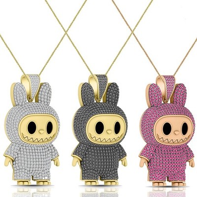 40+ Grams VVS1/D 8.53 Ctw. Genuine Silver Monsters Bunny Doll Bear Charm Pendant