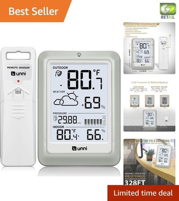 Compact Weather Station with 330ft Range, Adjustable Brightness & Easy Viewing