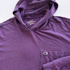 Vineyard Vines Edgartown Striped Hooded Long Sleeve Shirt Men s Medium