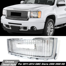 Fits 2011-2014 Gmc Sierra 25003500hd Denali Style Front Grille Full Hole Chrome