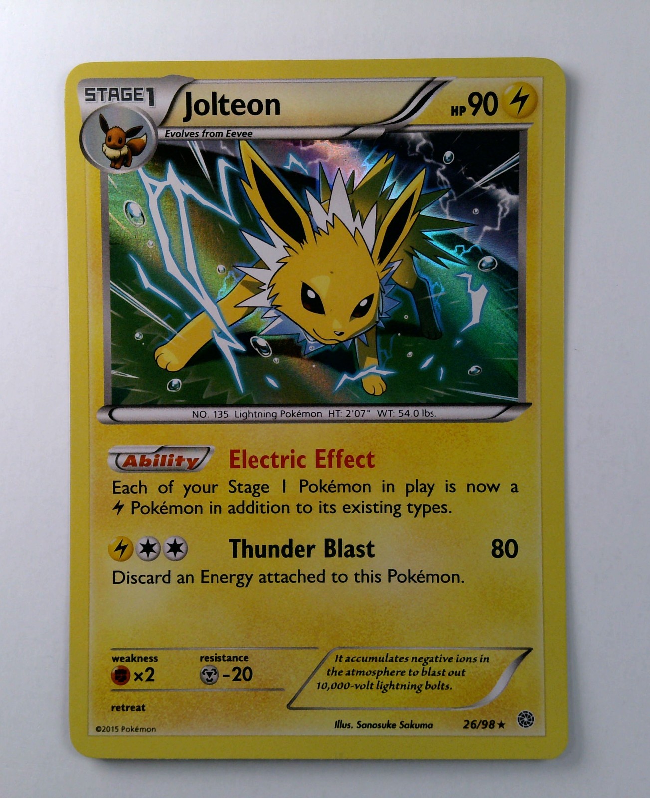 Jolteon 26/98 Rare Holo Ancient Origins Pokemon Card 26/98