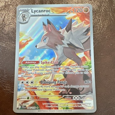 Pokémon TCG Lycanroc 166/159 SV09 Journey Together Full Art Holo Rare 120HP