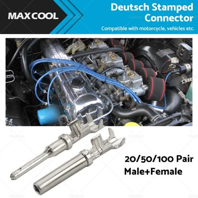 MAXCOOL 20/50/100 Pair Deutsch Solid Terminal No.16 Stamped Contact Pins Male Female