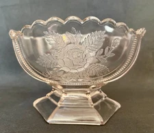 EAPG Antique Pattern ROSE SPRIG MASTER BERRY BOWL Campbell, Jones Glass #86