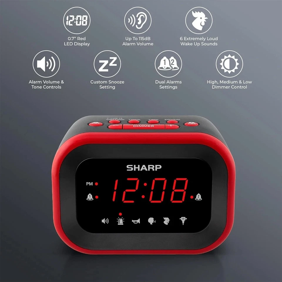 Sharp Big Bang Super Loud Alarm Clock for Heavy Sleepers, 6 Extremely Loud Wake - Image 2 of 4