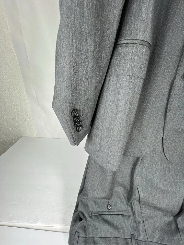 Ermenegildo Zegna Gray Striped 100% Wool Full Suit Men’s 46R R FLAW - Image 2 of 4