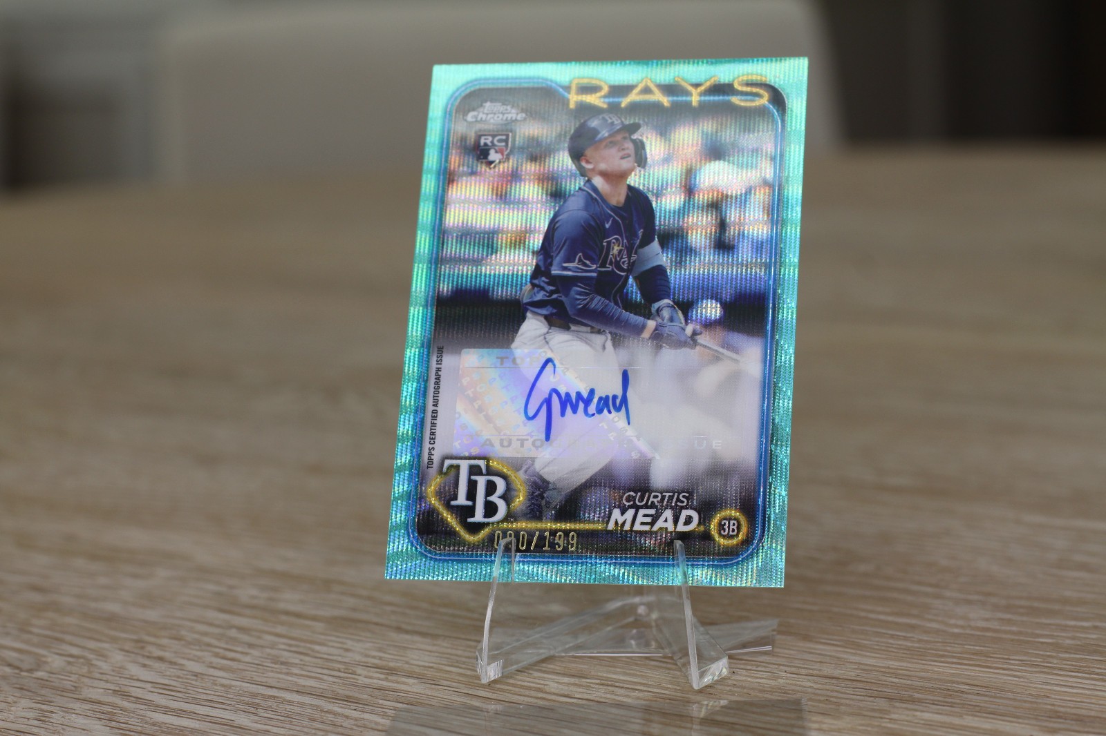 2024 Topps Chrome Update Autograph Curtis Mead #AC-CME Aqua Wave Refractor /199
